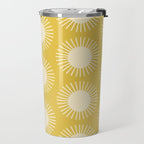 Boho Summer Sun Pattern IV Bright Yellow Travel Mug Gallery Image 2