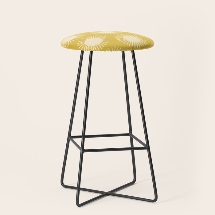 Boho Summer Sun Pattern IV Bright Yellow Stool Gallery Image 1
