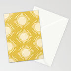 Boho Summer Sun Pattern IV Bright Yellow Stationery Card Gallery Image 2