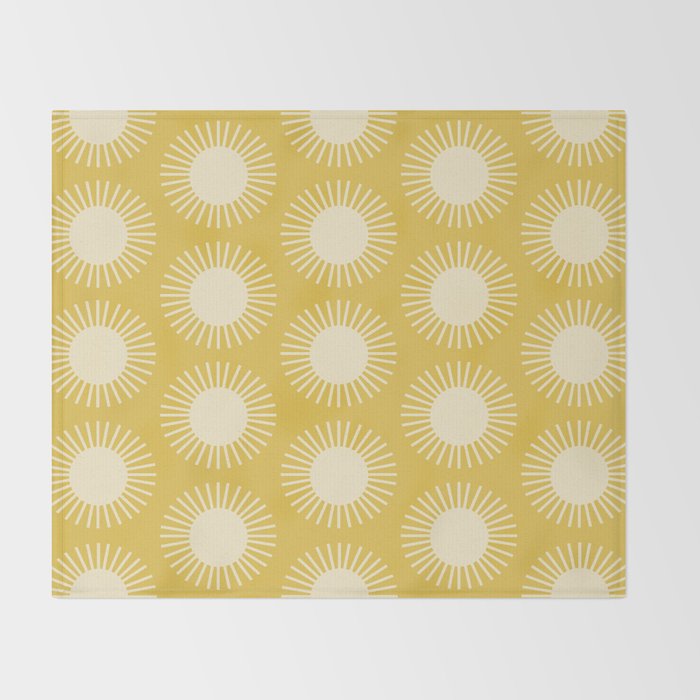Boho Summer Sun Pattern IV Bright Yellow Throw Blanket Gallery Image 2