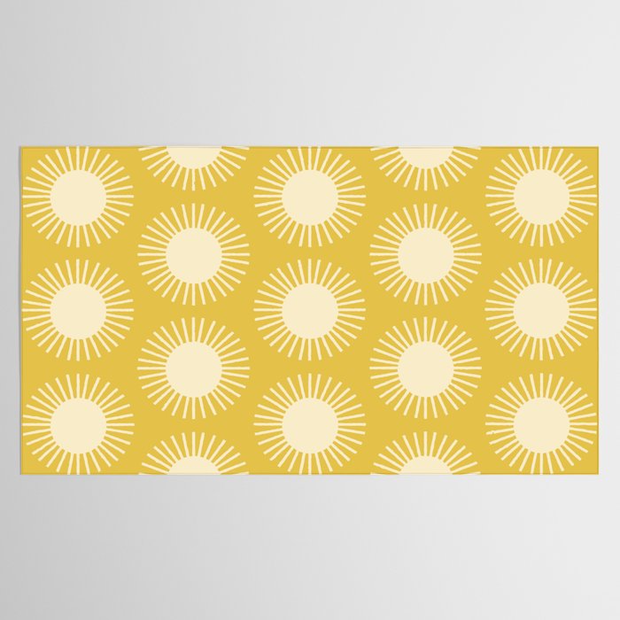 Boho Summer Sun Pattern IV Bright Yellow Tablecloth Gallery Image 2