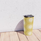 Boho Summer Sun Pattern IV Bright Yellow Travel Mug Gallery Image 4