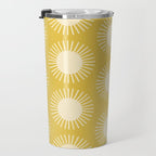 Boho Summer Sun Pattern IV Bright Yellow Travel Mug Gallery Image 3