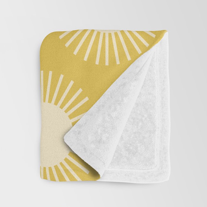 Boho Summer Sun Pattern IV Bright Yellow Throw Blanket Gallery Image 3