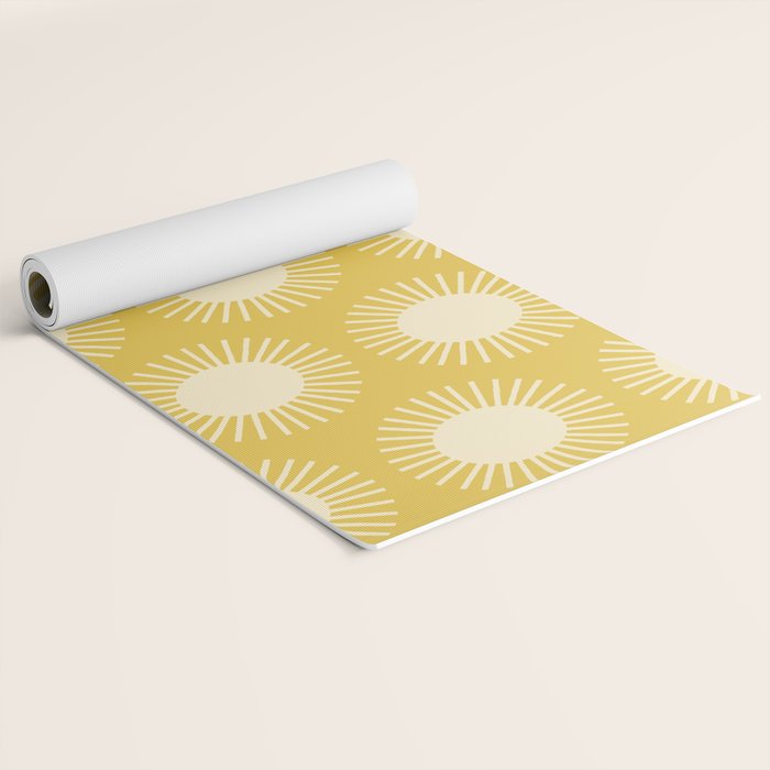 Boho Summer Sun Pattern IV Bright Yellow Yoga Mat Gallery Image 2