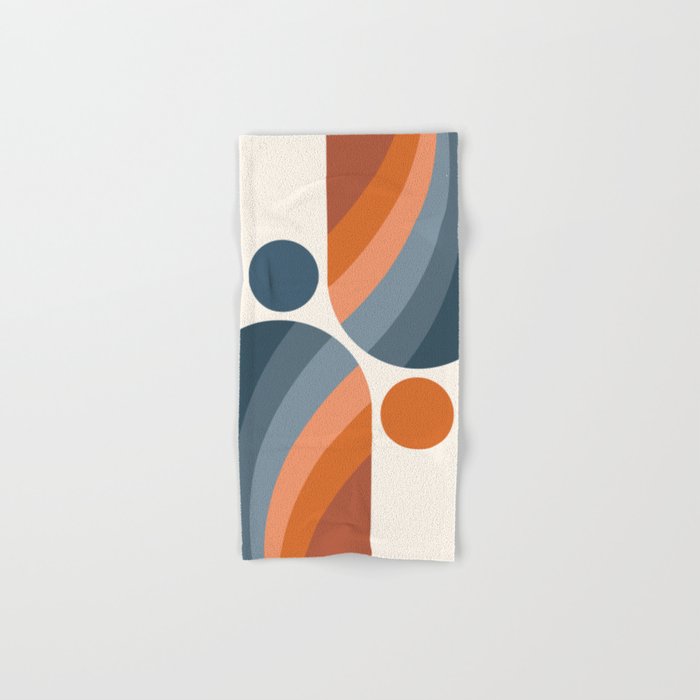 Mid Century Modern Geometric Arch a15 in Navy Blue and Orange Bath Towel Gallery Image 1