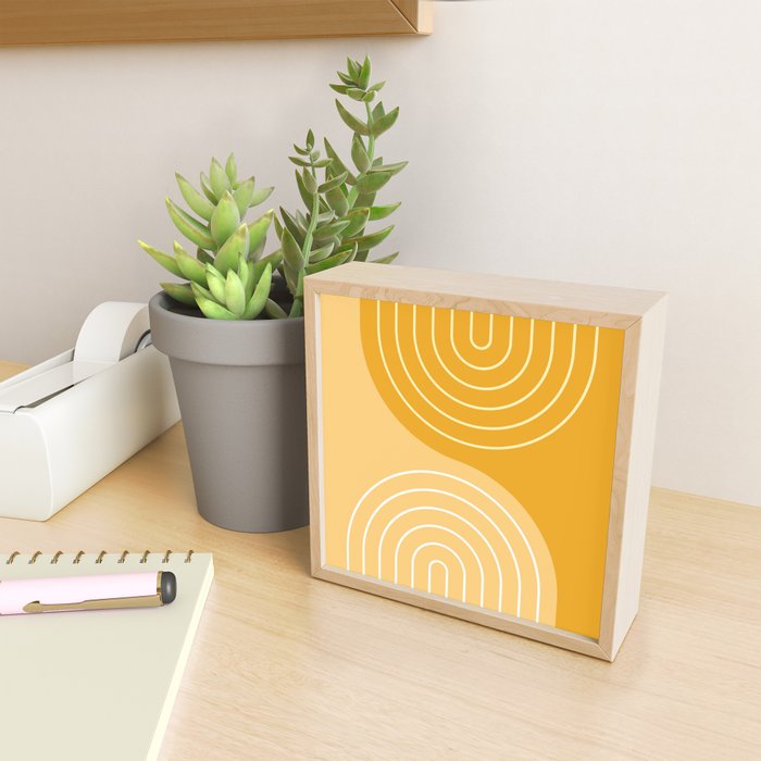 Geometric Lines Rainbow Abstract 11 in Mustard Yellow Gold Mini Art Print Gallery Image 2