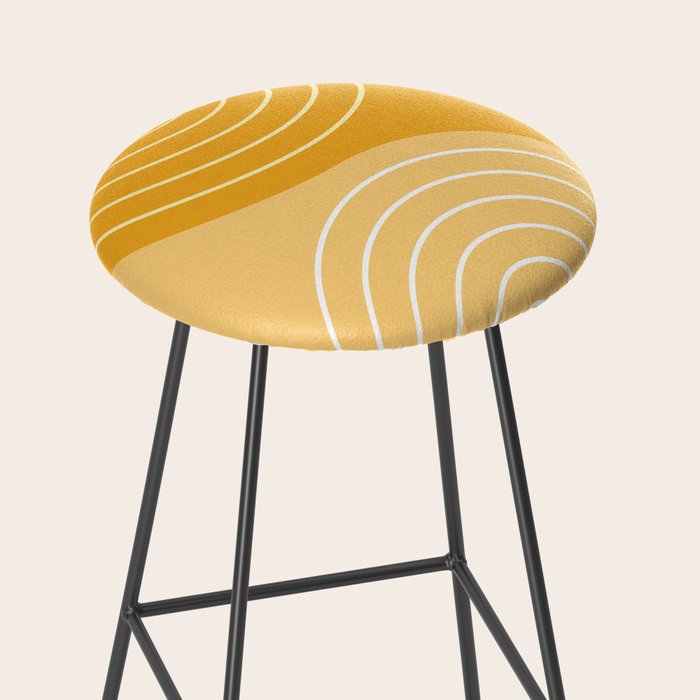 Geometric Lines Rainbow Abstract 11 in Mustard Yellow Gold Stool Gallery Image 2