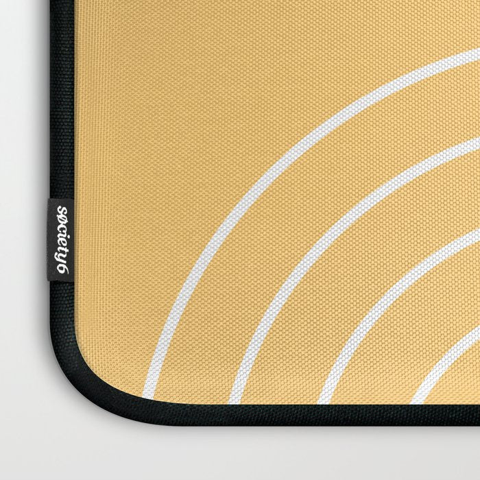 Geometric Lines Rainbow Abstract 11 in Mustard Yellow Gold Laptop Sleeve Gallery Image 3
