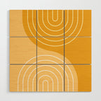 Geometric Lines Rainbow Abstract 11 in Mustard Yellow Gold Wood Wall Art Gallery Image 1