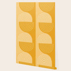 Geometric Lines Rainbow Abstract 11 in Mustard Yellow Gold Wallpaper Gallery Image 2