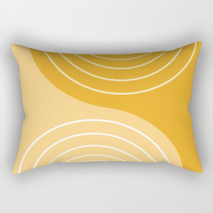 Geometric Lines Rainbow Abstract 11 in Mustard Yellow Gold Rectangular Pillow Gallery Image 2
