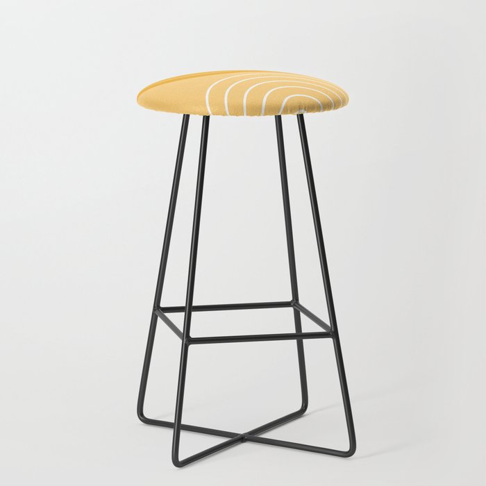 Geometric Lines Rainbow Abstract 11 in Mustard Yellow Gold Stool Gallery Image 1