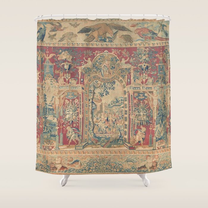 Antique Antwerp Grotesques Tapestry 16th Century  Shower Curtain Gallery Image 1