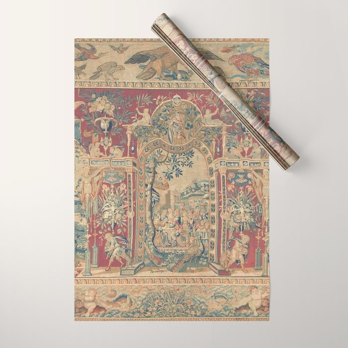 Antique Antwerp Grotesques Tapestry 16th Century  Wrapping Paper Gallery Image 1