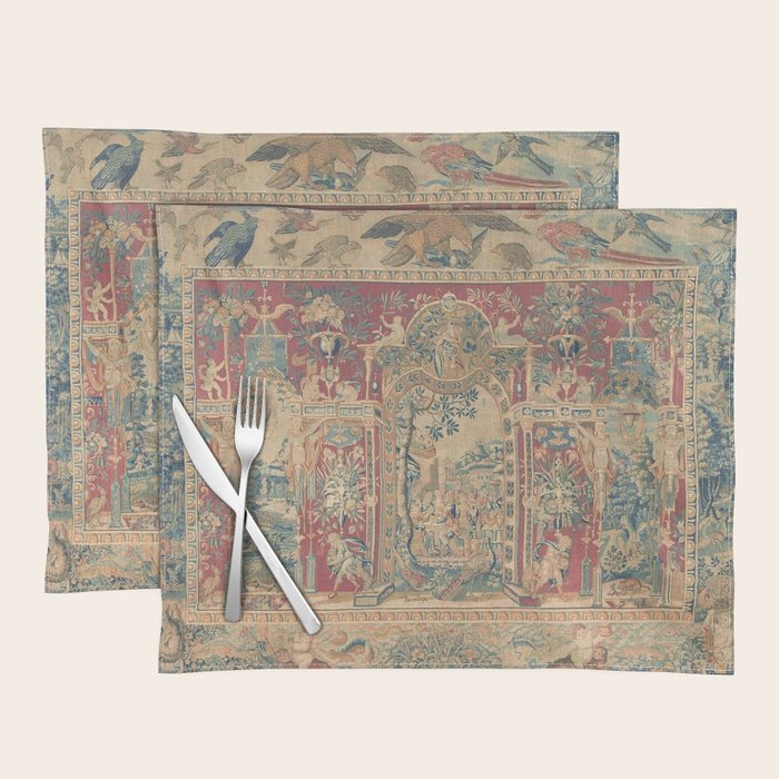 Antique Antwerp Grotesques Tapestry 16th Century  Placemat Gallery Image 1