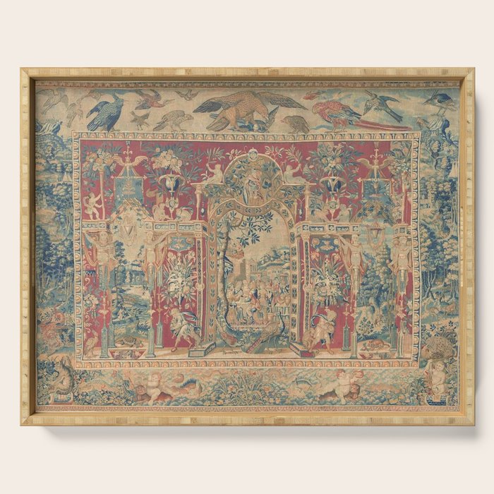 Antique Antwerp Grotesques Tapestry 16th Century  Serving Tray Gallery Image 1