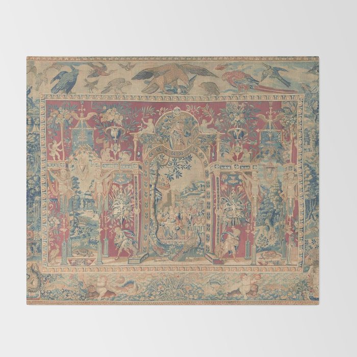 Antique Antwerp Grotesques Tapestry 16th Century  Throw Blanket Gallery Image 2