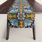 Mandala mexican talavera tile ceramic mosaic Table Runner Gallery Image 1