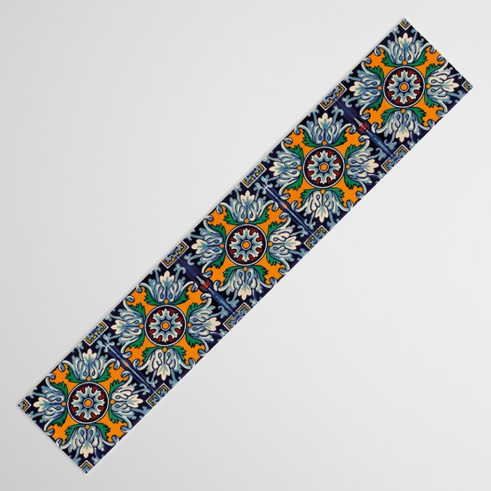 Mandala mexican talavera tile ceramic mosaic Table Runner Gallery Image 3