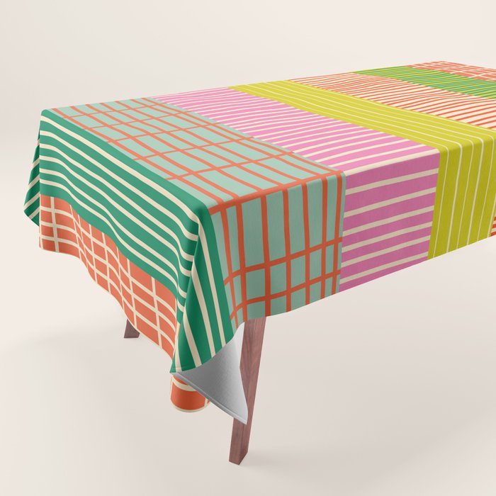 Finnish Colorful Patchwork Stripe Pattern Tablecloth Gallery Image 1