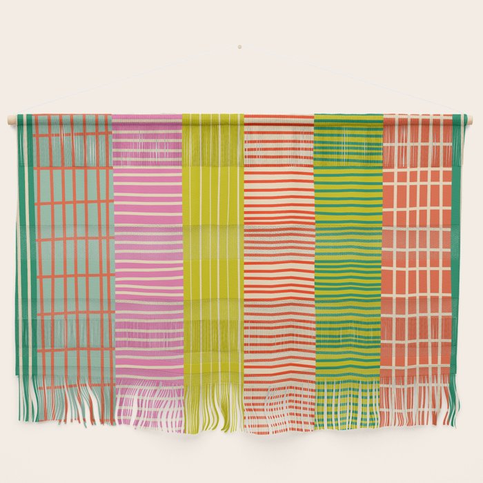 Finnish Colorful Patchwork Stripe Pattern Wall Hanging Gallery Image 1