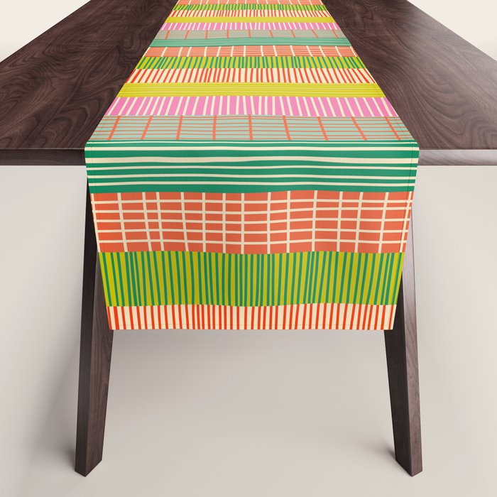 Finnish Colorful Patchwork Stripe Pattern Table Runner Gallery Image 1