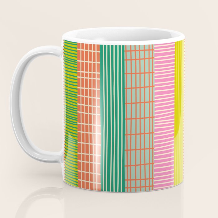 Finnish Colorful Patchwork Stripe Pattern Coffee Mug Gallery Image 3