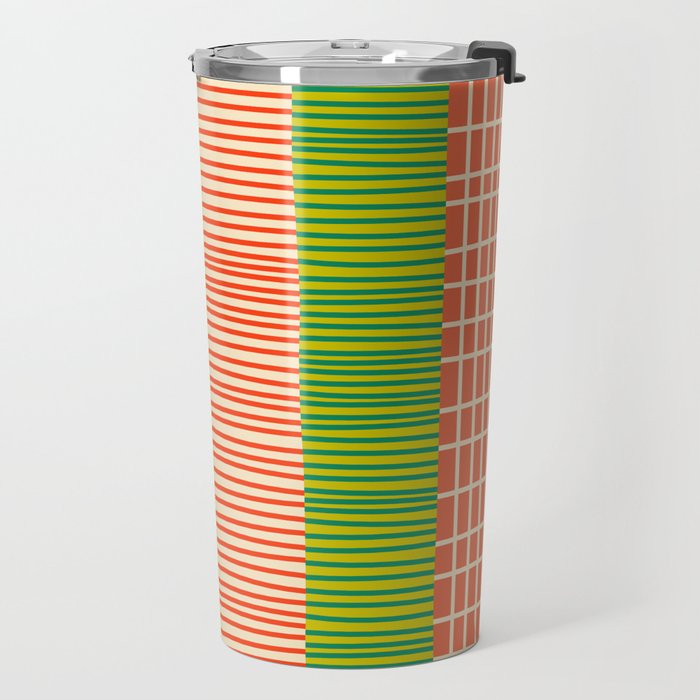 Finnish Colorful Patchwork Stripe Pattern Travel Mug Gallery Image 2