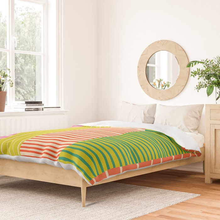 Finnish Colorful Patchwork Stripe Pattern Duvet Cover Gallery Image 2