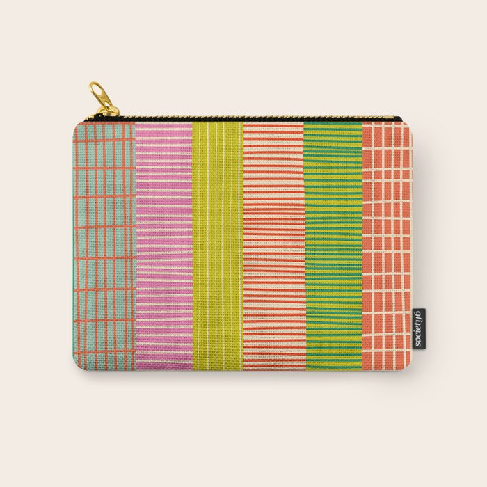 Finnish Colorful Patchwork Stripe Pattern Carry All Pouch Gallery Image 1