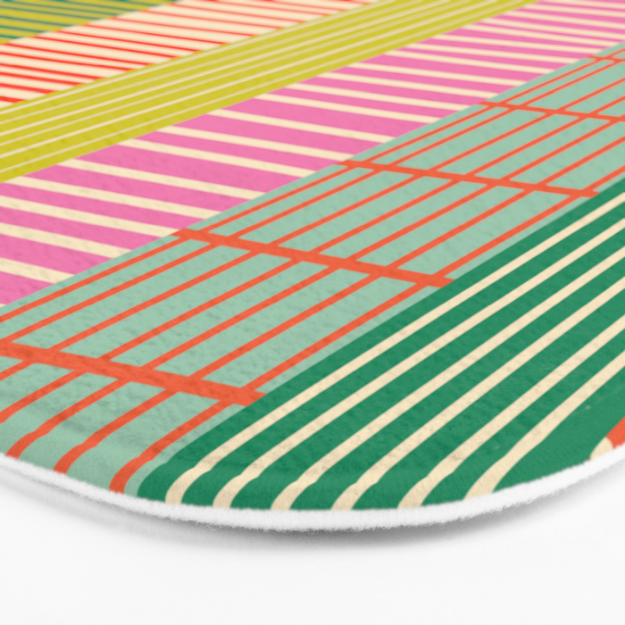 Finnish Colorful Patchwork Stripe Pattern Bath Mat Gallery Image 3