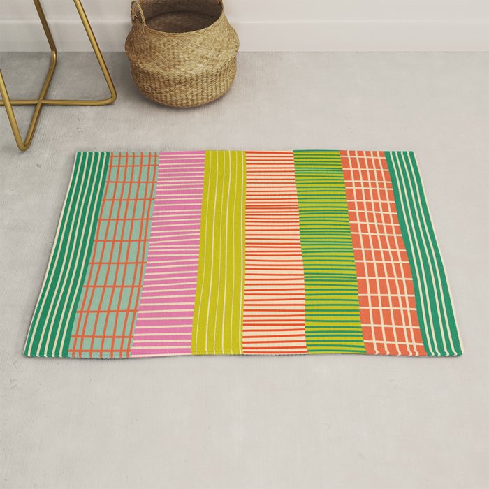 Finnish Colorful Patchwork Stripe Pattern Rug Gallery Image 1