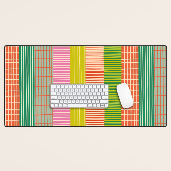 Finnish Colorful Patchwork Stripe Pattern Desk Mat Gallery Image 1