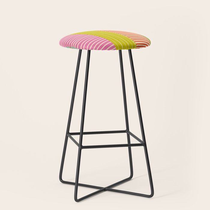 Finnish Colorful Patchwork Stripe Pattern Stool Gallery Image 1
