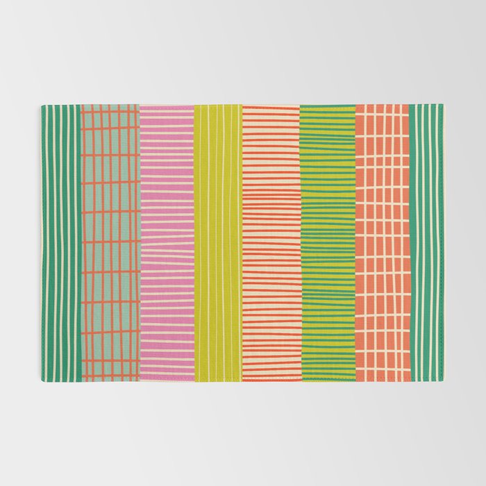Finnish Colorful Patchwork Stripe Pattern Rug Gallery Image 2