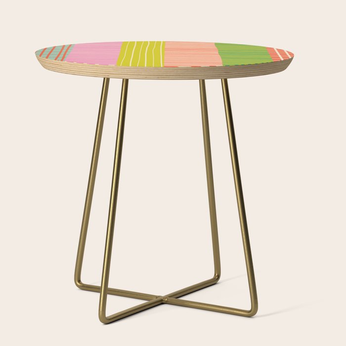 Finnish Colorful Patchwork Stripe Pattern Side Table Gallery Image 1