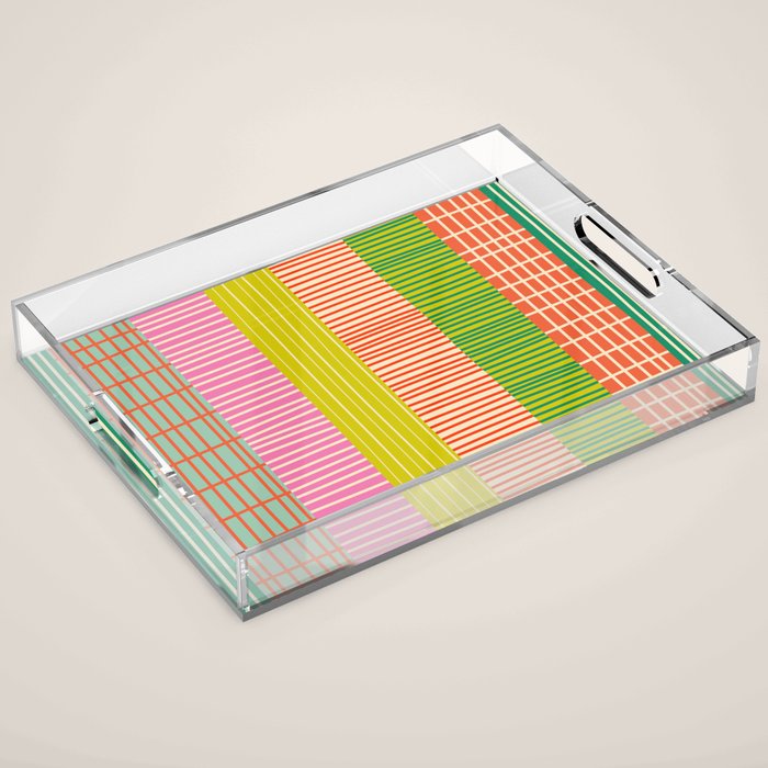 Finnish Colorful Patchwork Stripe Pattern Acrylic Tray Gallery Image 1
