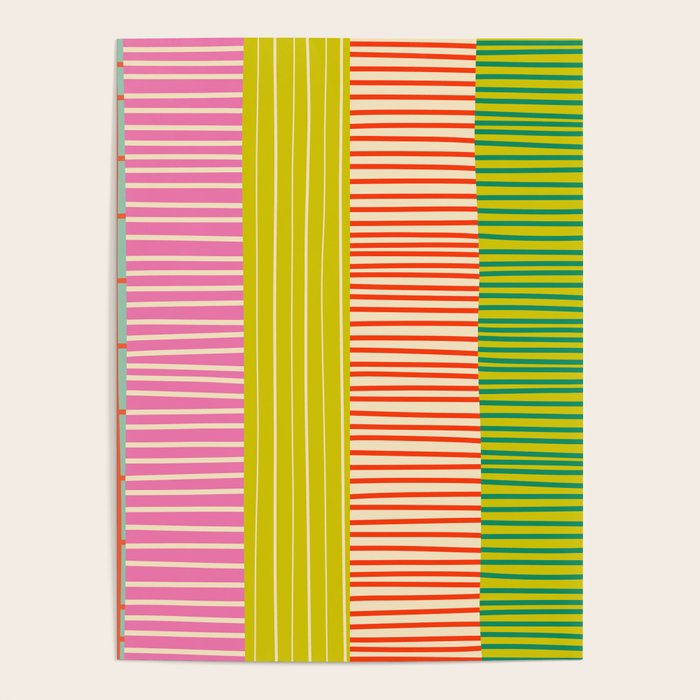 Finnish Colorful Patchwork Stripe Pattern Poster Gallery Image 1