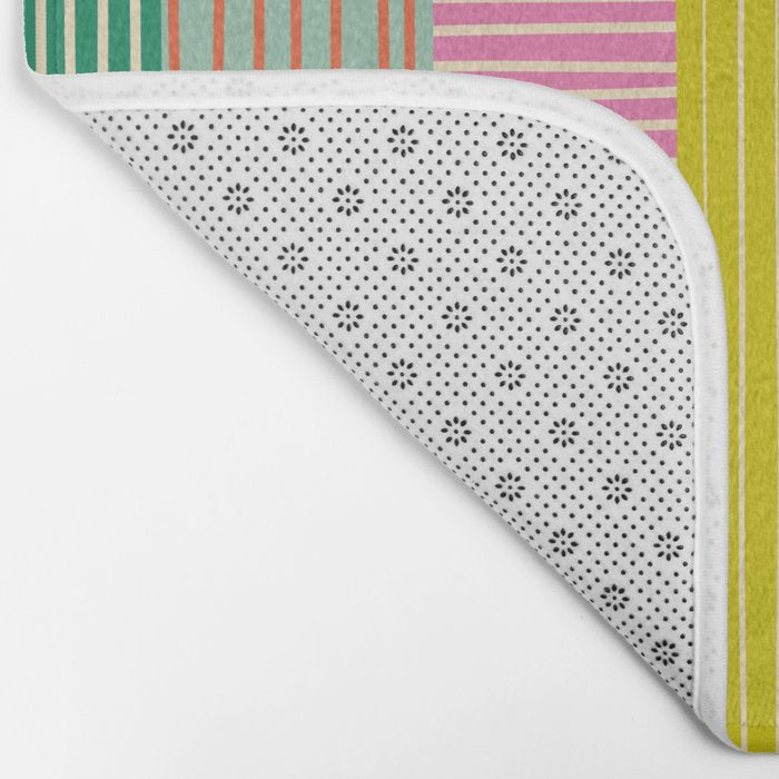 Finnish Colorful Patchwork Stripe Pattern Bath Mat Gallery Image 2