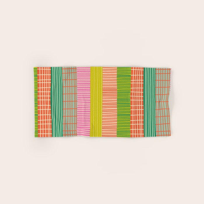 Finnish Colorful Patchwork Stripe Pattern Bath Towel Gallery Image 1
