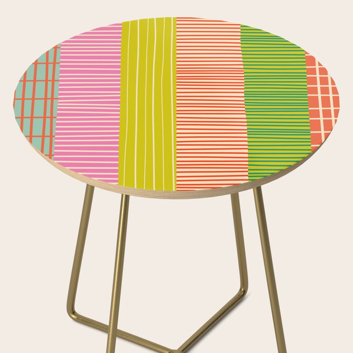 Finnish Colorful Patchwork Stripe Pattern Side Table Gallery Image 2