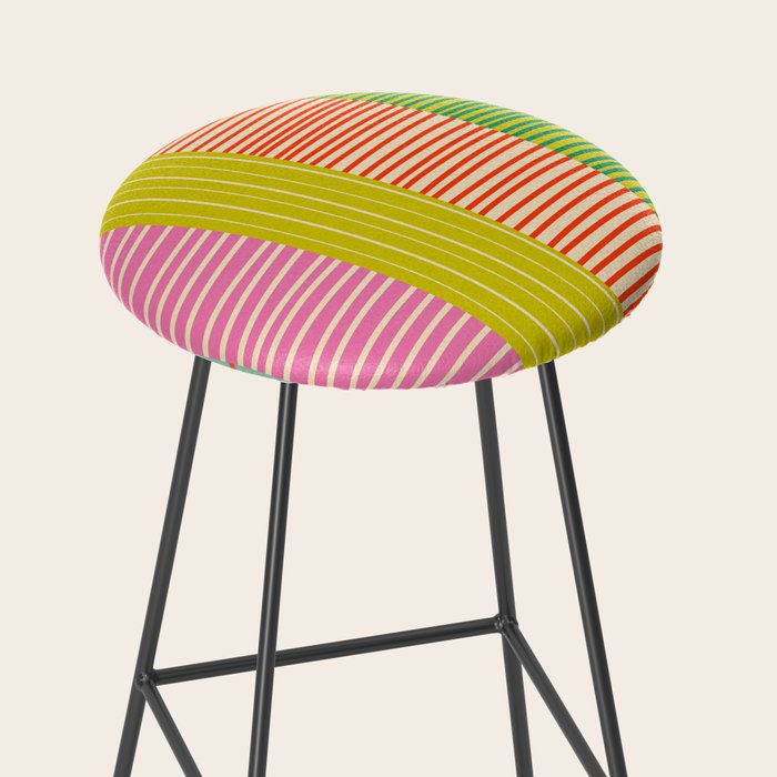 Finnish Colorful Patchwork Stripe Pattern Stool Gallery Image 2