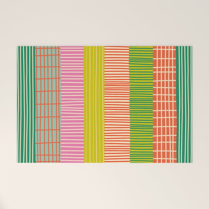 Finnish Colorful Patchwork Stripe Pattern Welcome Mat Gallery Image 1