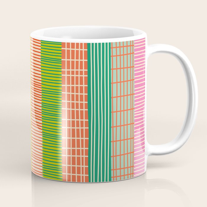 Finnish Colorful Patchwork Stripe Pattern Coffee Mug Gallery Image 1