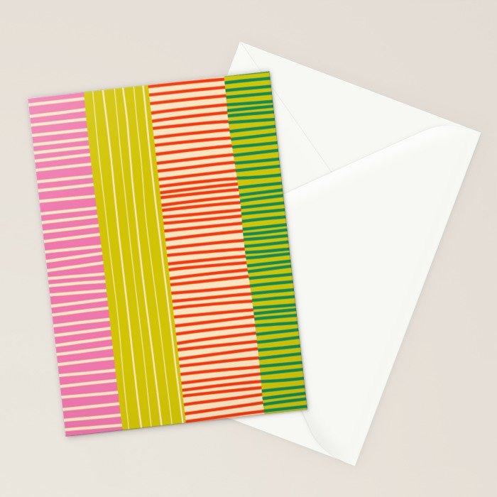 Finnish Colorful Patchwork Stripe Pattern Stationery Card Gallery Image 2