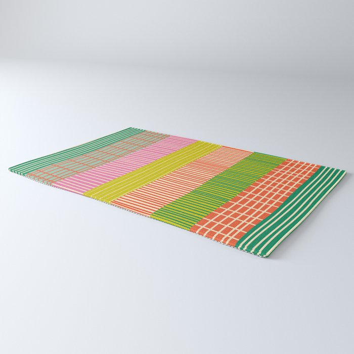 Finnish Colorful Patchwork Stripe Pattern Rug Gallery Image 3