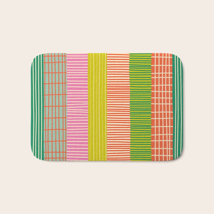 Finnish Colorful Patchwork Stripe Pattern Bath Mat Gallery Image 1