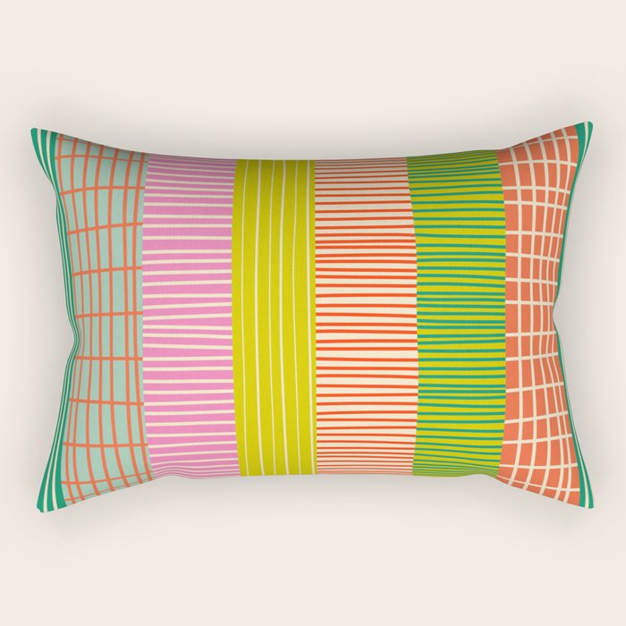 Finnish Colorful Patchwork Stripe Pattern Rectangular Pillow Gallery Image 1
