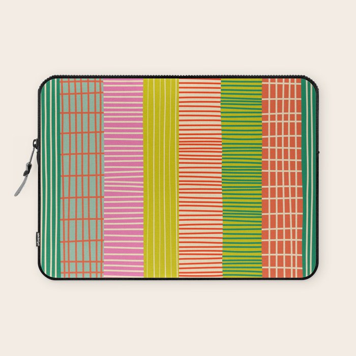 Finnish Colorful Patchwork Stripe Pattern Laptop Sleeve Gallery Image 1